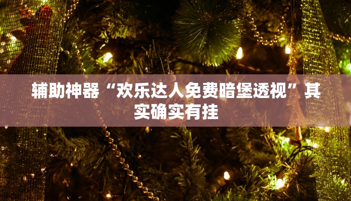 辅助神器“欢乐达人免费暗堡透视”其实确实有挂