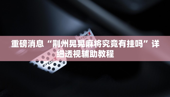 重磅消息“荆州晃晃麻将究竟有挂吗”详细透视辅助教程