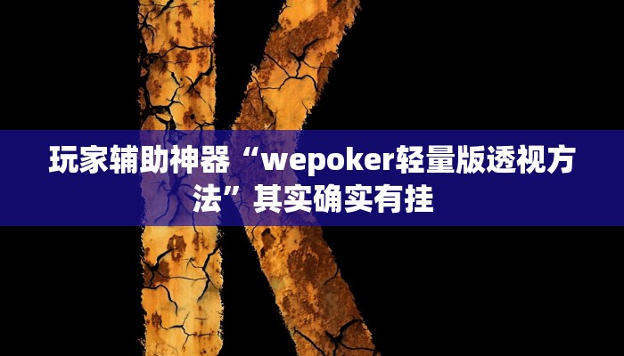 玩家辅助神器“wepoker轻量版透视方法”其实确实有挂 玩家辅助神器“wepoker轻量版透视方法”其实确实有挂