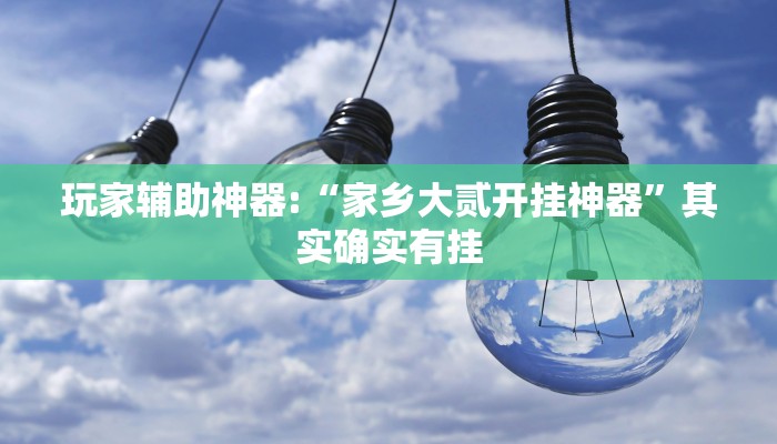 玩家辅助神器:“家乡大贰开挂神器”其实确实有挂 玩家辅助神器:“家乡大贰开挂神器”其实确实有挂