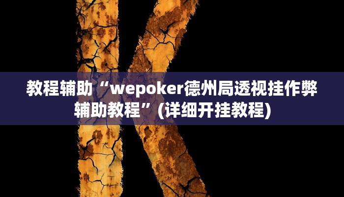 教程辅助“wepoker德州局透视挂作弊辅助教程”(详细开挂教程)