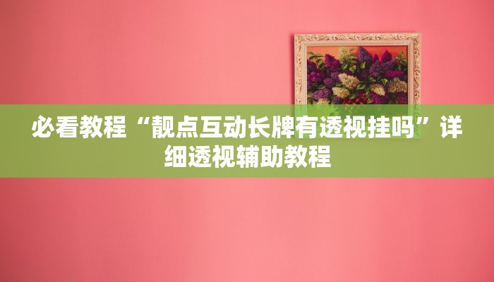 必看教程“靓点互动长牌有透视挂吗”详细透视辅助教程