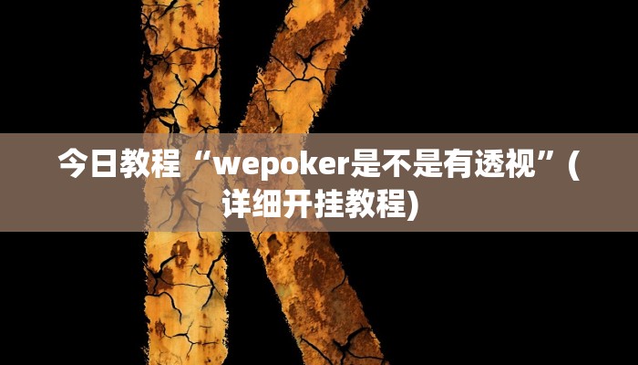 今日教程“wepoker是不是有透视”(详细开挂教程)