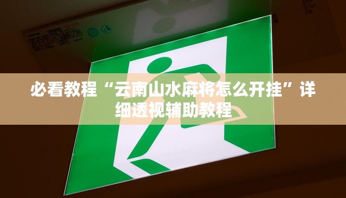 必看教程“云南山水麻将怎么开挂”详细透视辅助教程